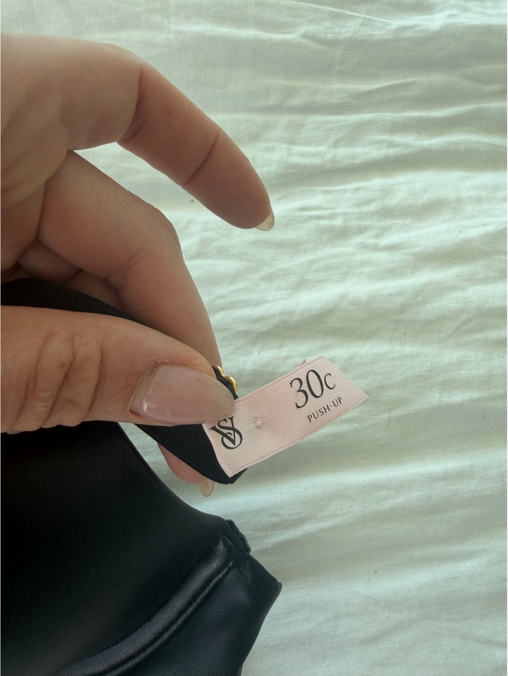 Victoria's Secret black vegan leather push-up bra 30C - Picture 3 of 5